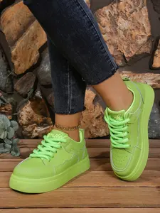 Outdoor Fashion Women's Walking Shoes, Lightweight Comfortable Training Running Shoes, PU Leather Patchwork Design, Casual Running Shoes, All Seasons
