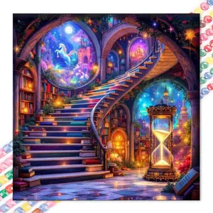 1 set of DIY diamond painting kit, 5D diamond art set, DIY decorations unicorn, hourglass, castle diamond painting kit full round drill, mosaic, diamond art, DIY art home decoration, suitable for Christmas...