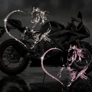 Shiny Heart Horse Universal Car Sticker, Self-Adhesive No Residue, Easy Installation, Suitable for Cars Trucks Motorcycles Glass Windows Laptops, Best Gift