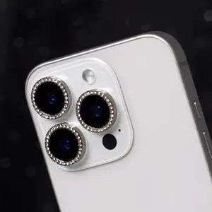 Rhinestone Camera Lens Protector Set, compatible with iPhone 17/16/15/14/13 Pro Max, 16/15/14 Plus, and 17 Air. Features a reinforced glass camera cover with rhinestone-style embellishments for a perfect fit.