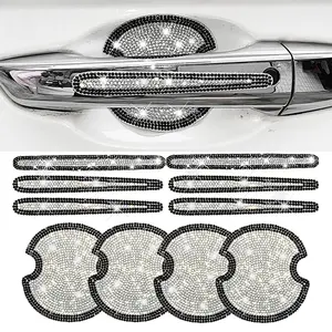 10 Piece Glitter Diamond Car Stickers Set, Door Handle Decals, Rearview Mirror Decorations, Anti-Scratch Protection, Car Bowl Guard, Decal For Cars