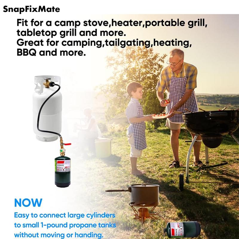 36 Inch Propane Gas Tank Adapter Connector, High Pressure Camping Grill, Snapfixmate Refill Adapter Hose with Pressure Gauge, Propane Gas Tank Adapter Connector with On-off Control Valve, Outdoor Camping Kitchenware, Christmas Gift, TikTokShopBlackFriday