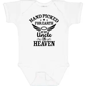 Handpicked for Earth By My Uncle in Heaven with Angel Baby Bodysuit For Boys And Girls Holiday Gift