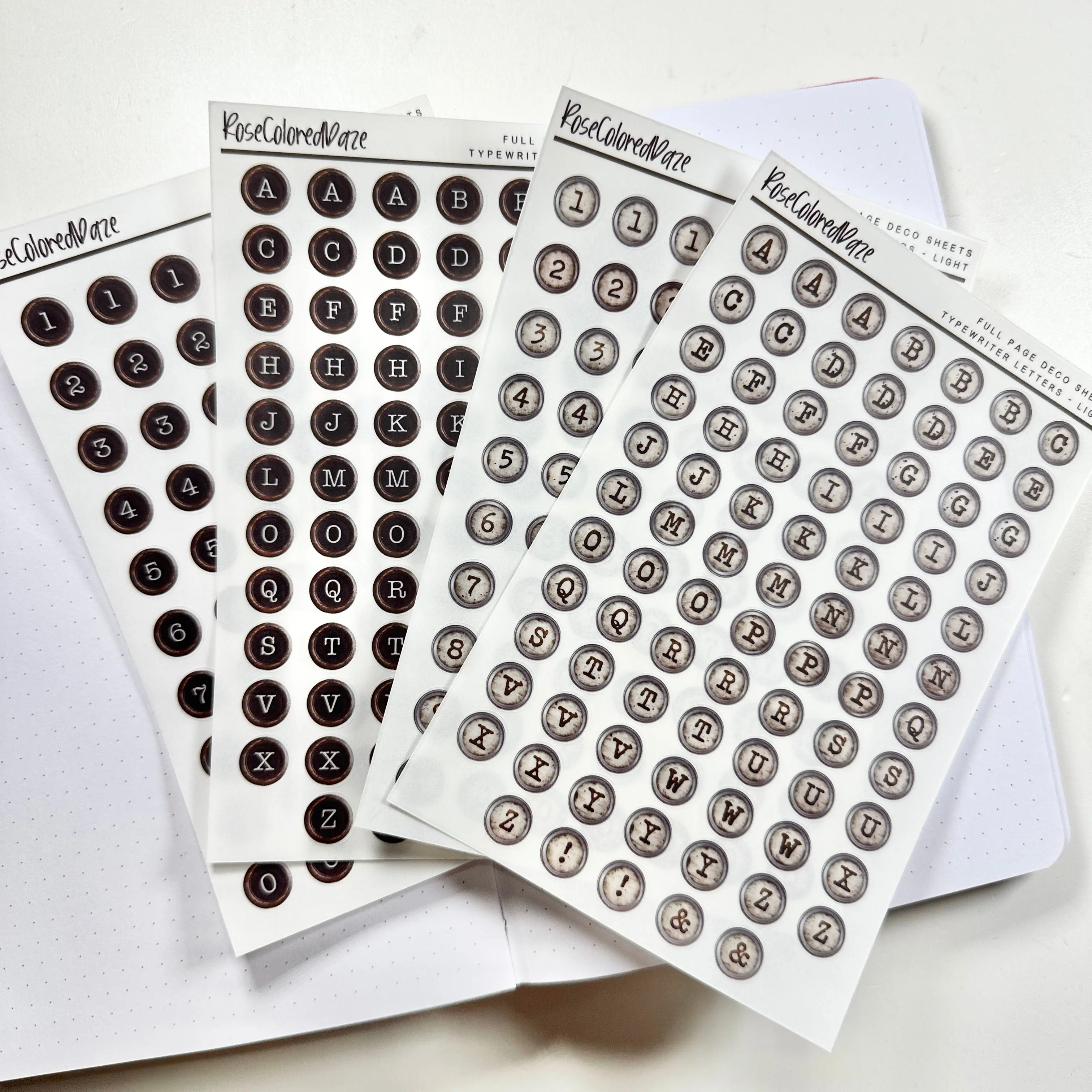 Transparent Matte Stickers - Typewriter Key Letters
