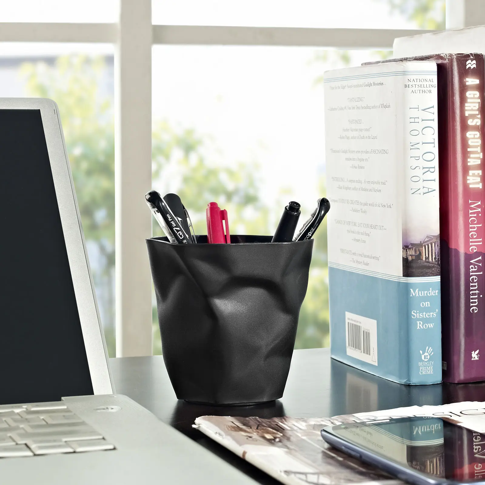 Modway Lava Black Pencil Holder, Office Organizer, Pen Stand, Stationary Organizer Holder, Stationery Supplies, Work Accessories for Home & Office Use