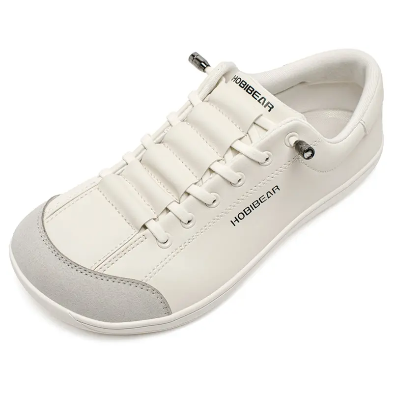 HOBIBEAR Wide Toe Women's Barefoot-Style Sneakers, Lifestyle Sneakers, Casual Sporty Sneakers, Minimalist Sneakers, Footwear Sneakers, Low-Top Flat PU Leather Shoes, Casual Walking Shoes, Low Top Trainers for Daily Fitness and Leisure