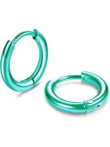 1 Pair Colorful Classic Small Stainless Steel Hoop Earrings for Women Men Premium Skin-friendly Stainless Steel with Vibrant Colorful Finishes Timeless Minimalist Styling Tiny Cartilage Hoop Earrings Sleek Hinged Huggie Design Effortless Wearing