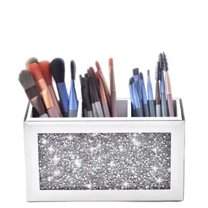 Bling Decorative Makeup Organizer, Sparkling Silver Glitter Design, for Cosmetic Brushes and Accessories Storage (Make-up Bag Category)