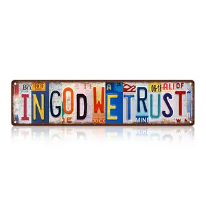 "In God We Trust" Street Sign, Novelty Metal Wall Art, Patriotic Religious Home Decor, Aluminum Road Sign for Yard & Office