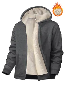 Women's Thick Fleece Hooded Zipper Cardigan, Plain Casual Fashion, Fall & Winter Wear, Warm and Cozy Pullover Sweater