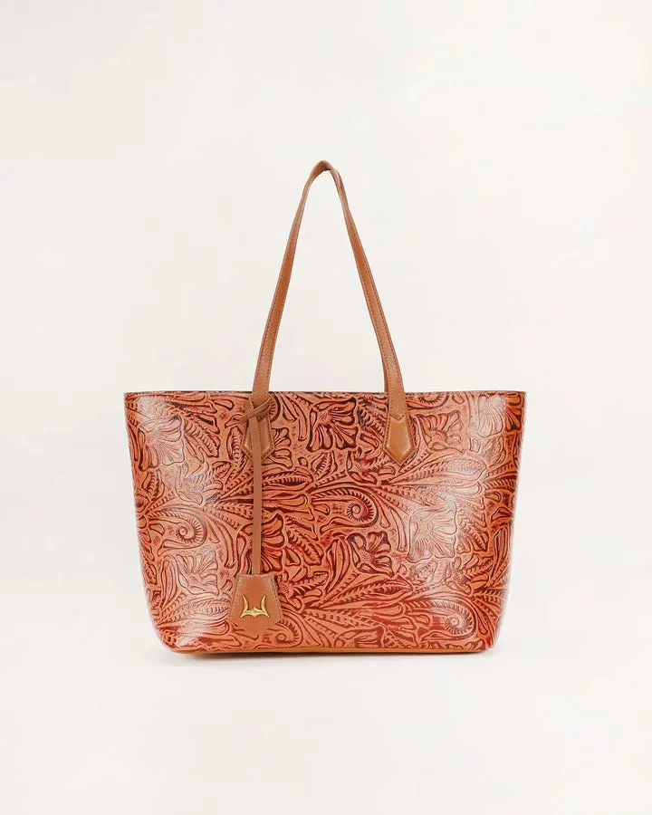 California Poppy Large Bag Brown Floral
