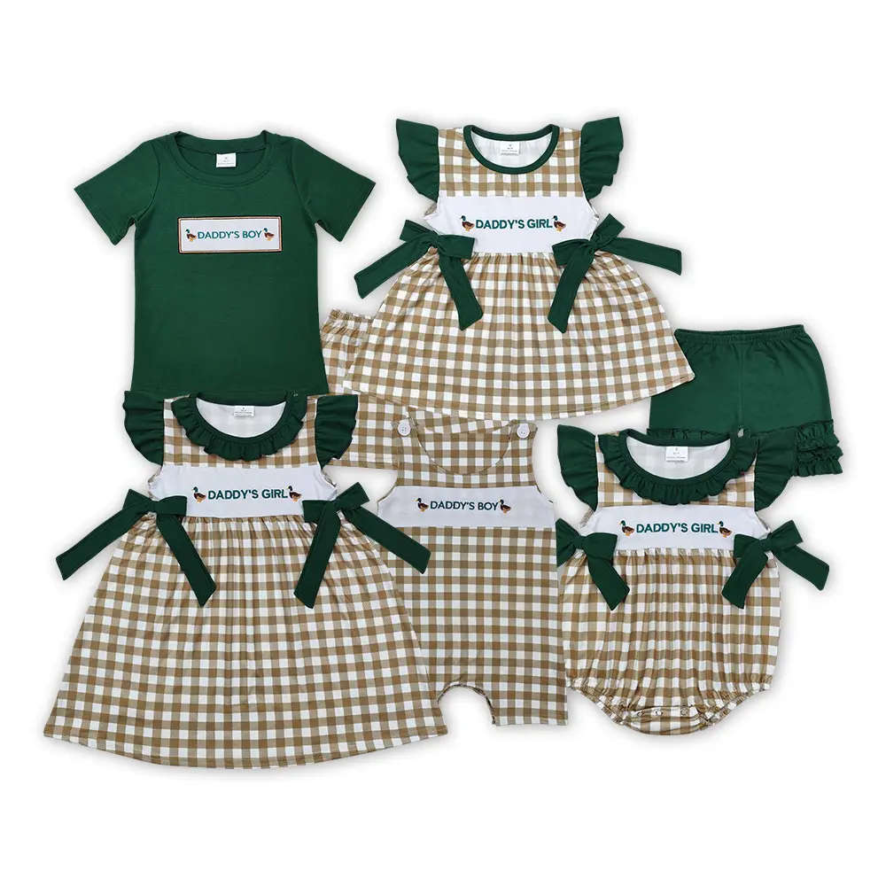 Toddler Plaid Daddy's Girls Embroidery Clothing Outfits, Kids' Girl's 2-Piece Suit Set