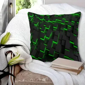 Neon Tech Digital Print Throw Pillow, Black Geometric Cushion For Gaming Room, Modern Accent Pillow For Teens Boys Men, Soft Plush Pillow Cover Square Pillow for Sofa Bedroom Decor
