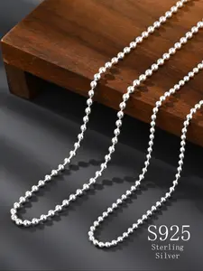 S925 Sterling Silver Chain Necklace for Women & Men, Fashion Jewelry for Party, Daily Clothing Decor, Trendy All-match & Exquisite Jewelry for Birthday Gift, Valentine Gifts for Her, Silver Jewelry, Daily Wear Necklace