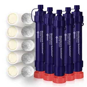 Membrane Solutions Emergency Survival Water Straws,Personal Detachable 4-Stage Portable Water Filter straw,5000L Lightweight Water Purifier Preparedness for Hiking Camping Travel
