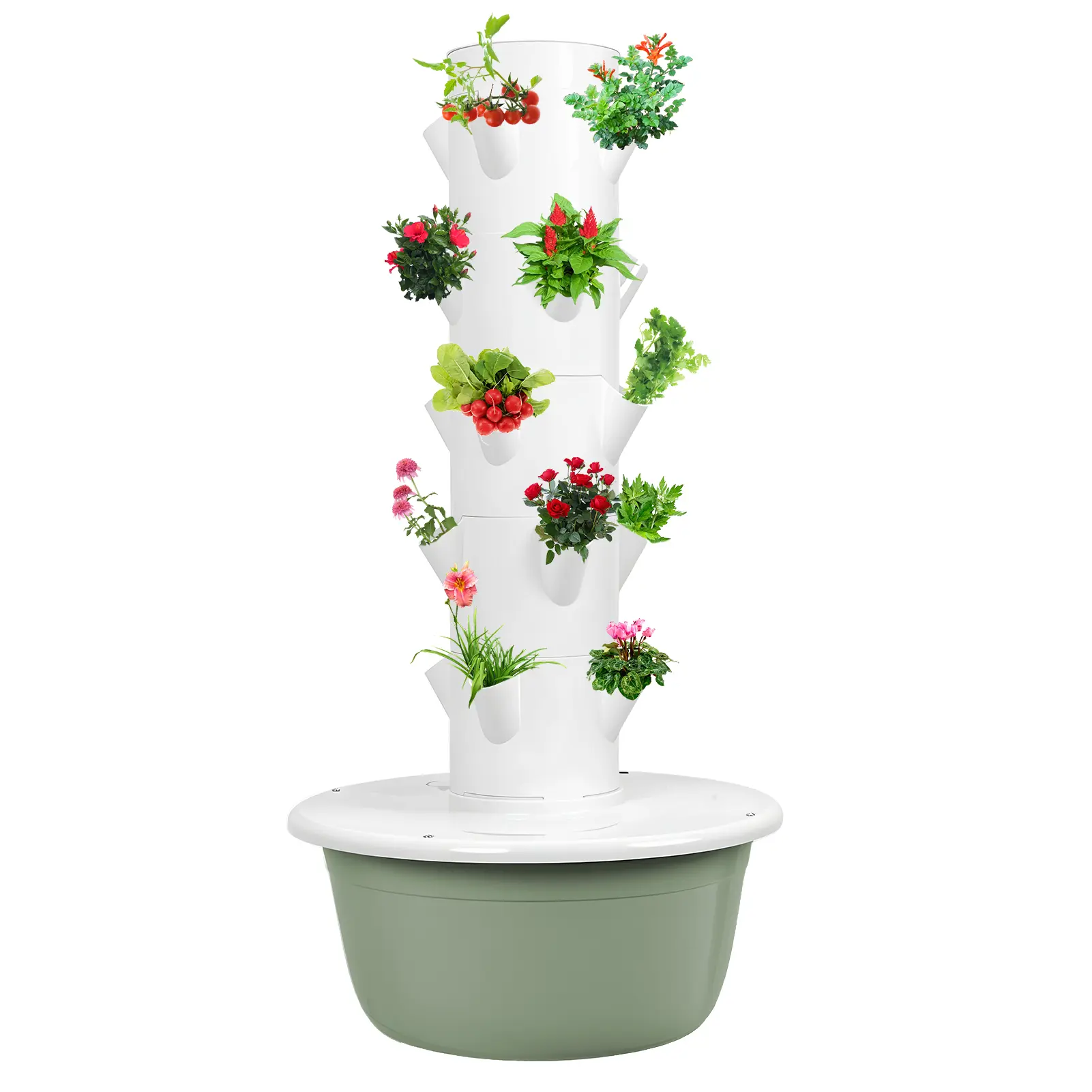 Heavy Duty Vertical Hydroponic Growing System Kit - 5-7 Layers, 20-28 Planting Sites, Soil-Free Indoor-Outdoor Tower with Easier Maintenance for Family & Community Gardens, Cleaner Crops