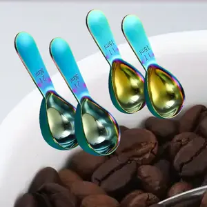 Set of 4 Tablespoon Metal Measuring Spoon Set Stainless Steel Coffee Scoop Multi-purpose Ergonomic Measuring Spoon for Ground Coffee, Bean, Espresso, for Canister