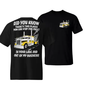 Stay in Your Lane Trucking T-Shirt – Funny Yellow Semi Truck Graphic Tee with Quote “In Your Lane and Out of My Business”, Gift for Truckers with Attitude