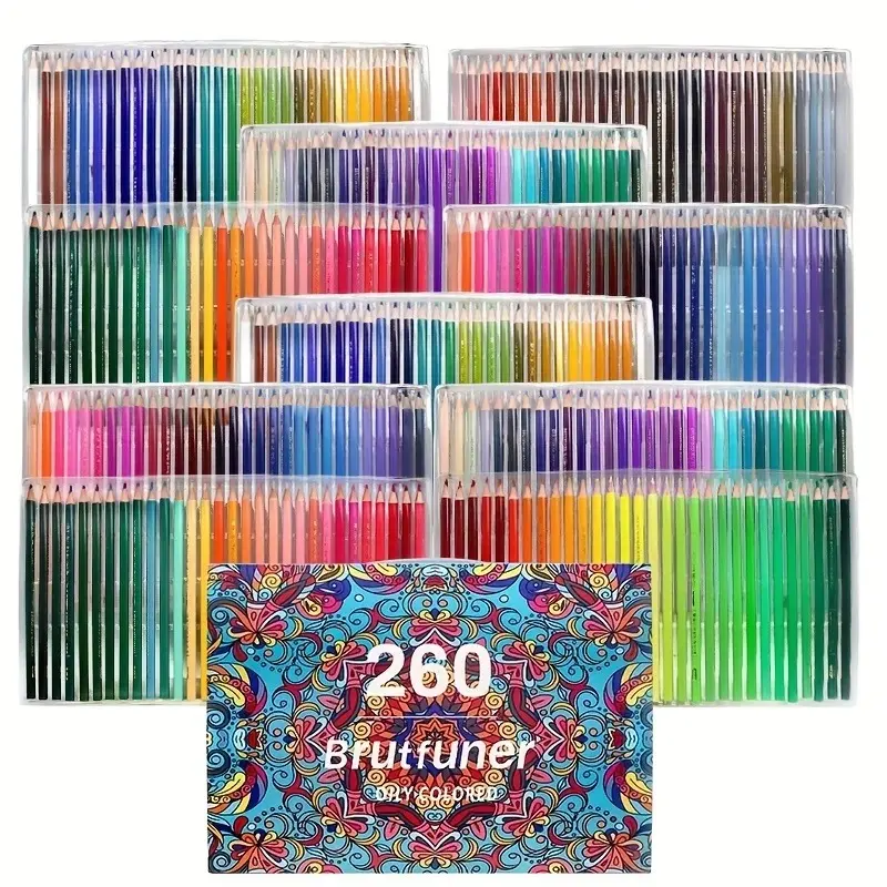 Brutfuner 260 Color Professional Oily Wood Colored Pencils Set Oil Drawing Sketch Colour Pencil For School Draw Art Supplies Stationery