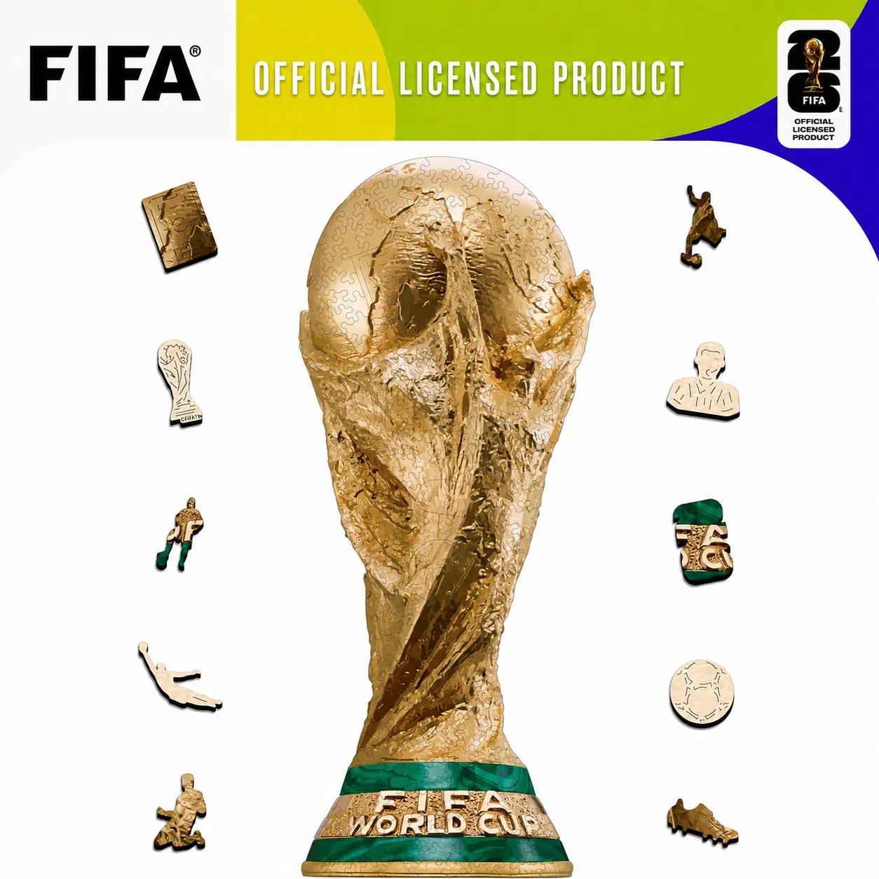 Official FIFA World Cup 2026 Edition Trophy Puzzles for Adults, 200 Pieces Football Merchandise Wooden Puzzles, Unique Soccer Gifts for Fans, Collectors Puzzle, 6.3 x 15.7 Inch Sports Souvenirs campingessentials