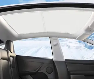Magnetic Foldable 2024 Newest Roof Sunshade for Tesla Model 3 (2021-2024) and Model Y, Foldable Tesla Model 3 Model Y Roof Sunshade, Front & Rear Top Glass Sun Shade, Top Windows Sunshade Windshield and Sunroof