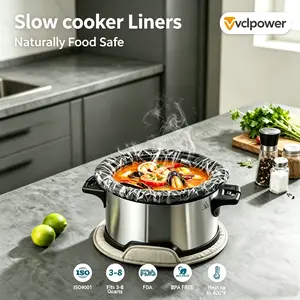 Slow Cooker Liner 13 in x 21 in (approximately 33.0 cm x 53.3 cm), Large Pot Liner Disposable Cooking Bags, BPA-Free Pot Liner Suitable for 3–8 Quart (approximately 33.0 L) Pots, Fits Oval and Round Slow Cookers, Pack of 20