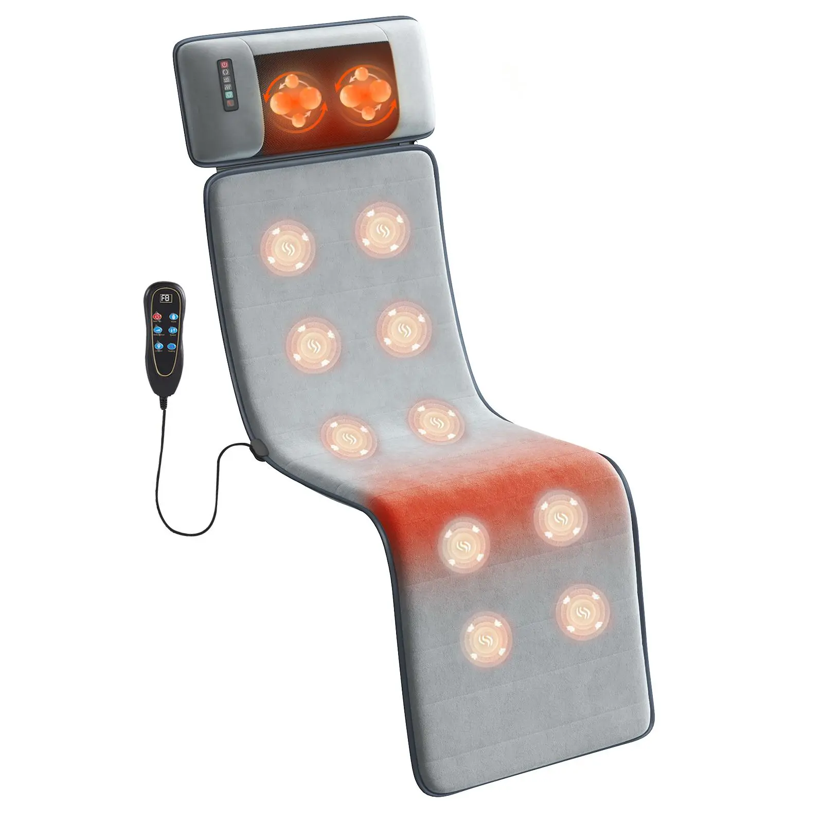Full Body Massage Pad with Graphene Heating, 10 Vibration Motors Vibrating Massage Mat for Shoulder Back Waist Leg, 5 Modes 3 Intensities, Foldable Heated Massage Cushion for Home Sofa Bed