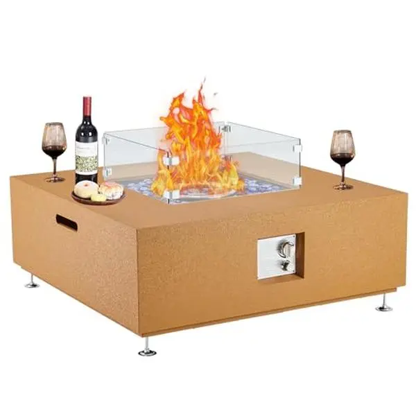 GARVEE 36" Propane Fire Pit Table - 50000BTU Outdoor Fire Table with Wind Guard, 11LBs Glass Bead, Rain Cover, Anti-Rust Steel Finish, Safety Certified Outdoor Patio Furniture