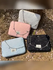 Korean INS Star Laptop Sleeve for 13 14 Inch Laptop, Metal Chain Shockproof Anti Drop Tablet and Notebook Case Slim Portable 11 15 15.6 Inch Laptop Bag