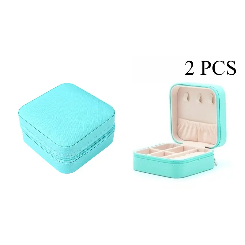 2-PCS Mini Jewelry Travel Case Traveling Small Jewelry Organizer Portable Jewellery Storage Holder for Rings Earrings Necklace Bracelet Bangle for Girls Women Gift