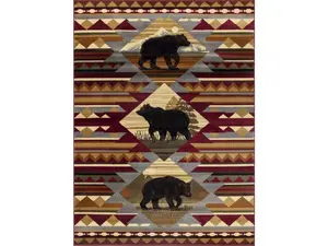 Conrad Trading CBL3001 Cozy Cabin Area Rug, 5 ft 3 in x 7 ft 3 in Machine-Made Rectangle Lodge Rug, Red, Cozy Cabin Area Rugs