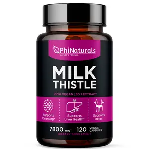 Milk Thistle Extract Capsules Supplement by PhiNaturals Liver Detox 260mg Silymarin 30:1 Extract Equivalent to 7000mg Milk Thistle Seeds Liver Detox Silimarina