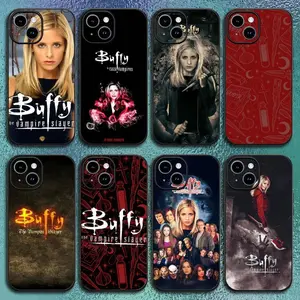 B-Buffy The Vampire Slayer Phone Case Black Frosted Soft Shell Retro Protective Cover For iPhone 11-17 Pro Max/Plus & Samsung Galaxy S23-S25