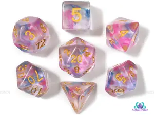 Stained Glass | Pink & Purple Nebula Acrylic Dice Set (7) | Dungeons and Dragons (DnD)