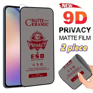 2pcs Matte Privacy Ceramic Screen Protectors Compatible with iPhone 17/16/15/14/13/12/11 Pro Max/Pro/Plus/17 Air/16e/XR/XS MAX/X/XS,Anti-Fingerprint Shockproof Protection Perfect Fit,Bubble-Free,Easy to Install