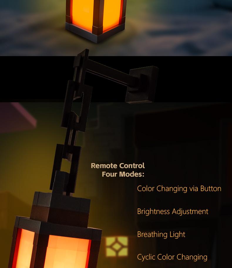 DIYCOM Funny Pixel Soul Lantern Night Lamp RGB Changing Light Rechargeable Remote Control Handmade Design Four Lighting Modes for Bedroom Gaming Space Halloween Party Decoration Creative Birthday Gift 16 Color Remote Control Version
