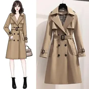 High Quality Trench Coat For Women Mid Length Korean Version New Popular British Vintage Coat Soft Windproof Daily Wear Office Commutes Coffee Runs Weekend Brunch Formal Gatherings Can be used with a raincoat