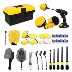 35 car detail kit, car detail brush set, car detail brush set Car detail brush, car wash kit, car accessories, car cleaning tool kit, suitable for interior, exterior, wheels