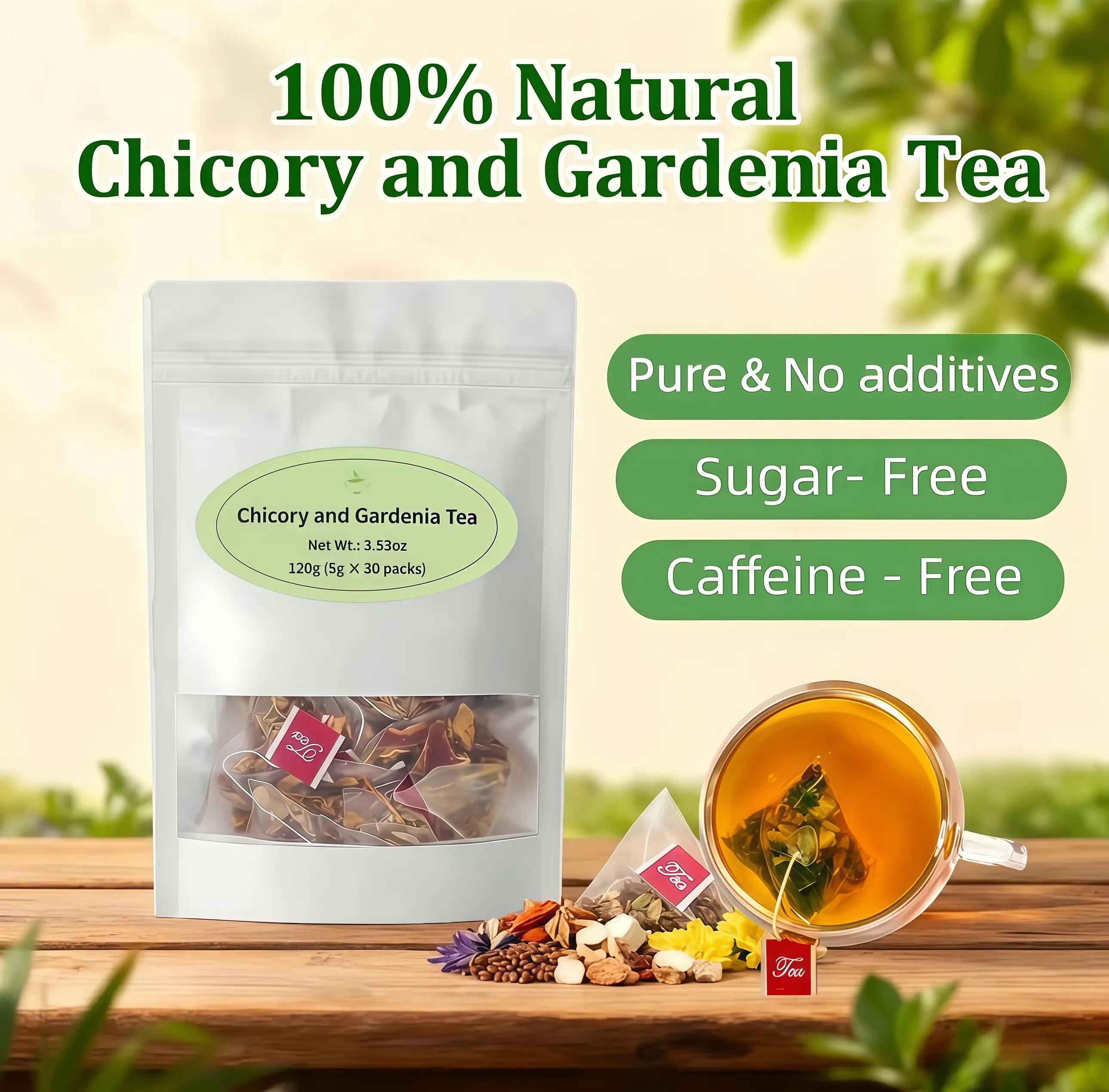 Chicory & Gardenia Natural Herbal Tea with Natural Ingredients - 30 Tea Bags, Traditional Formula - Supports Joint Wellness, Mobility, Daily Balance