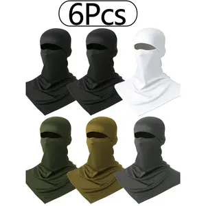 6Pcs-Long Sleeve Full Face Mask Head Cover, Breathable Sun Protection Towel for Men & Women, Sweat Absorbent Quick Dry Sports Fishing Cap