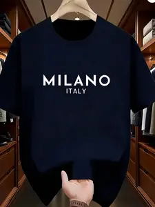 Hot Recommendation! MILANO Minimalist Letter Short Sleeve, Full of Sophistication, Suitable for Both Work and Casual Wear, Limited Edition T-Shirt, Comfortable and Skin-Friendly, Mature and Steady, Flattering for All Body Types, Unisex