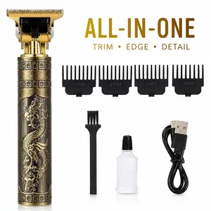 Men's Professional Gold Dragon Beard Trimmer with T-Shaped Blade Trimmer Head Electric Shaver Razor Beard Trimmer Cordless USB Rechargeable Hair Clipper Kit Barber Clipper Tools Set Home Grooming