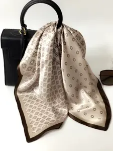 53cm*53cm Coffee Color Silk Scarf, Fashionable Silk Neck Wrap, 100% Mulberry Silk, Soft, Lightweight, Breathable, Versatile Accessory