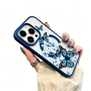 Blue Butterfly Shockproof Casing - Anti-Drop Wireless Accessories for iPhone X/XS/XS Max/11/12/13/14/15/16/17 Pro Max Plus, Protective Cover for Spring Glow Up Shop Compatible Devices