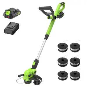 STEELITE 12-inch 21V Cordless String Trimmer, Battery Powered Weed Wacker with Batteries and Charger, 8500 RPM Battery Powered Electric Grass Cutter for Lawn Care and Edging, 11-Angle Pivoting Head