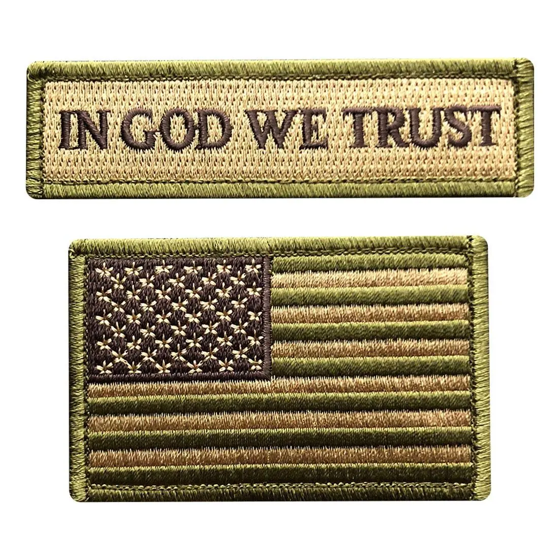 in God We Trust USA Flag Tactical Hook Patch (3.75 X 1.0-3.0 X 2.0 Bundle G1-U1)