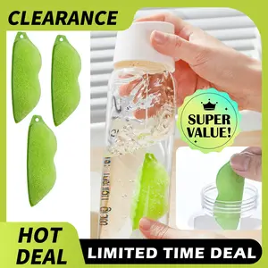 3 Counts Green Magic Beans Bottle Cleaner, Reusable Sponge with Ceramic Balls for Deep Cleaning