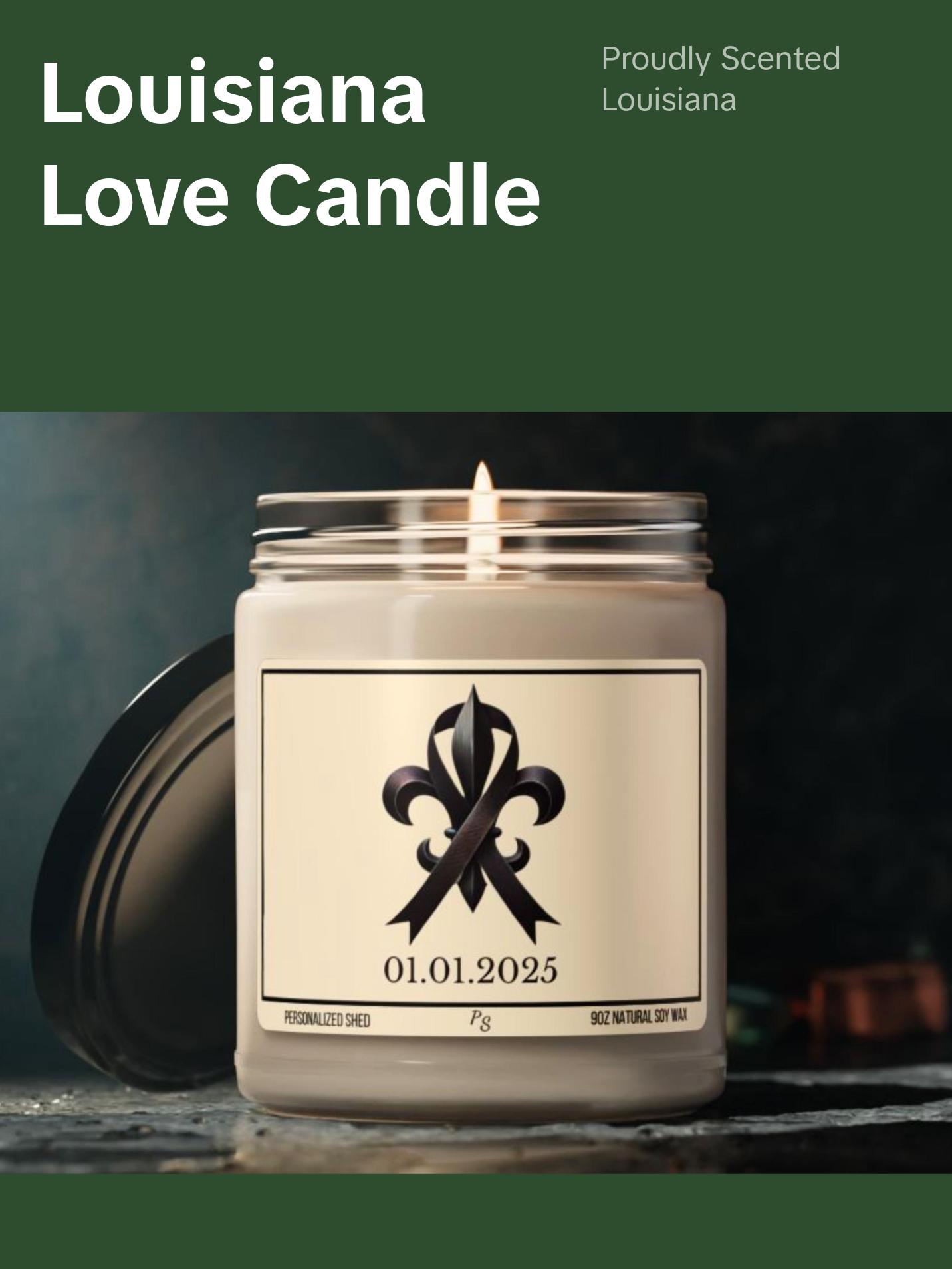 New Orleans Remembrance candle, Fluer De Lis with black ribbon candle, Louisiana Love Candle