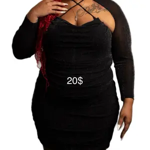 SHEIN Black Sparkle Dress with Red Trim - Affordable Fashion for 20$