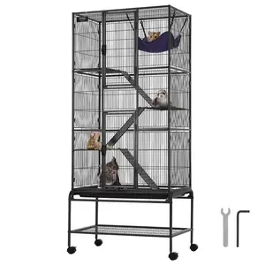【DealsForYouDays】VEVOR 69" Rolling Metal Ferret Cage, Large 4-Tier  Cage, Small Animal Cage with Ramps & Tray, Easy to Set up for Pet Rats, Hamster, Guinea Pig, Chinchilla, Squirrel, Hedgehogs, Bunny